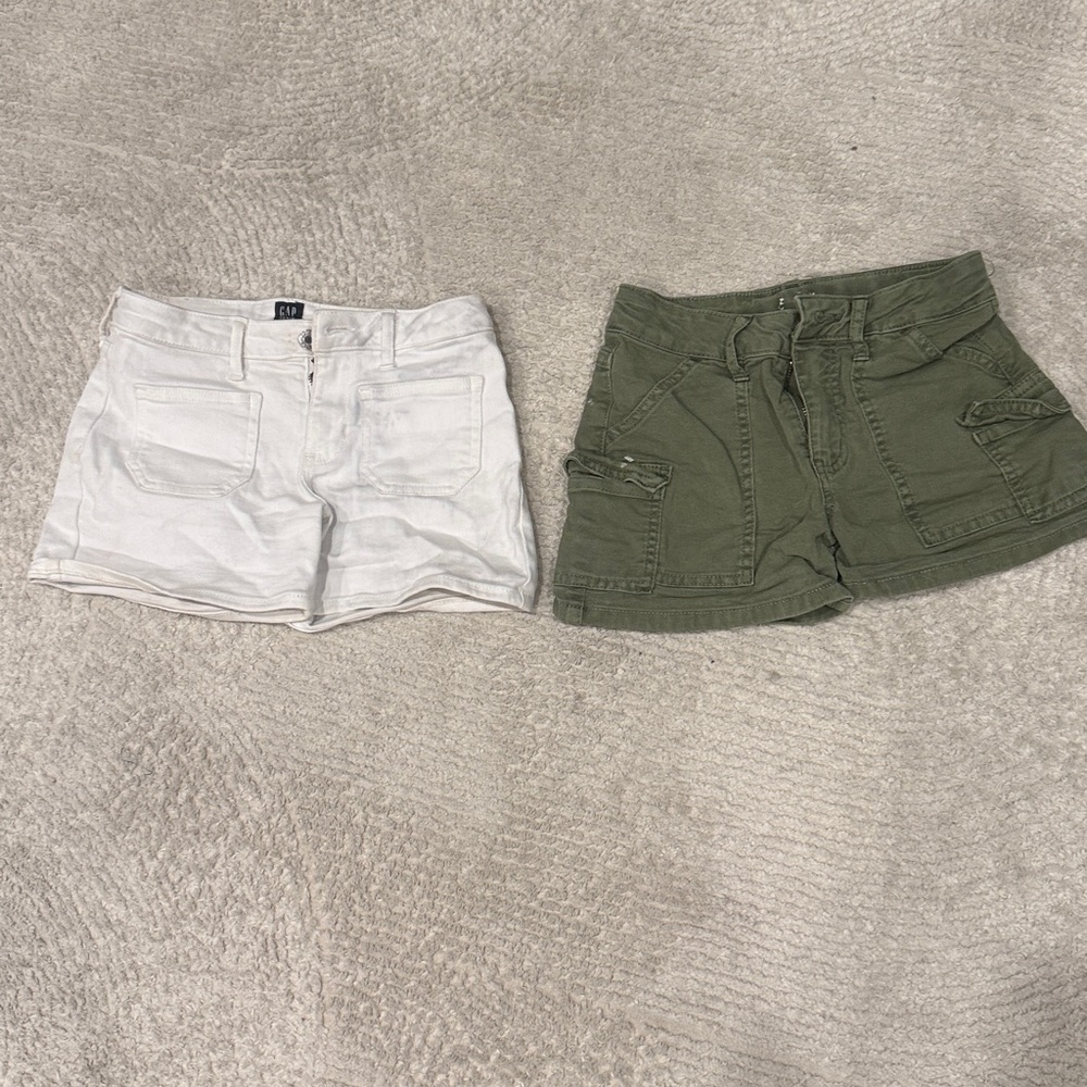 BUNDLE⭐️ Olive Green and White girls Cargo Shorts
